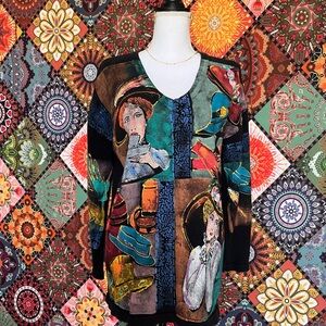 MARGUERITA Tea Time Vintage Theme Ladies Hats Gloves Black Sweater Painted Art